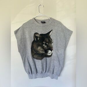 Vintage Cougar Grey Sleeveless Crew Neck Sweater